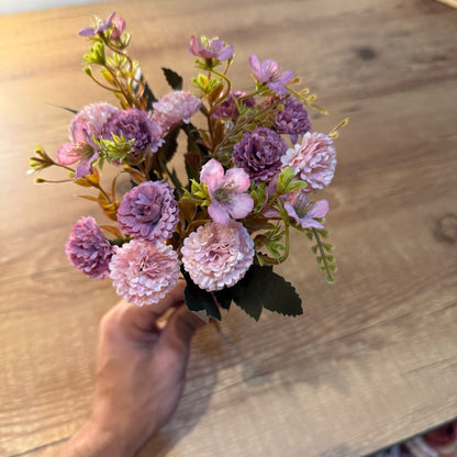 Mini buquê amor-perfeito cor lilás e rosa claro